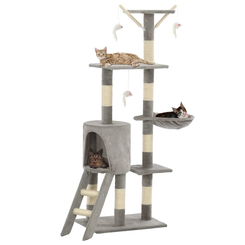 Albero per Gatti con Tiragraffi in Sisal 138 cm Grigio — miniatura 1 di 7