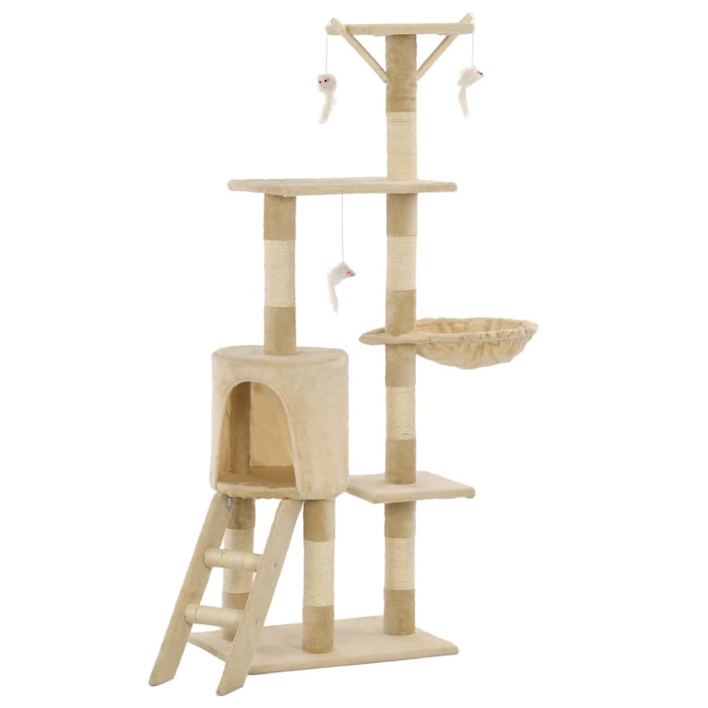 Albero per Gatti con Tiragraffi in Sisal 138 cm Beige — miniatura 2 di 7