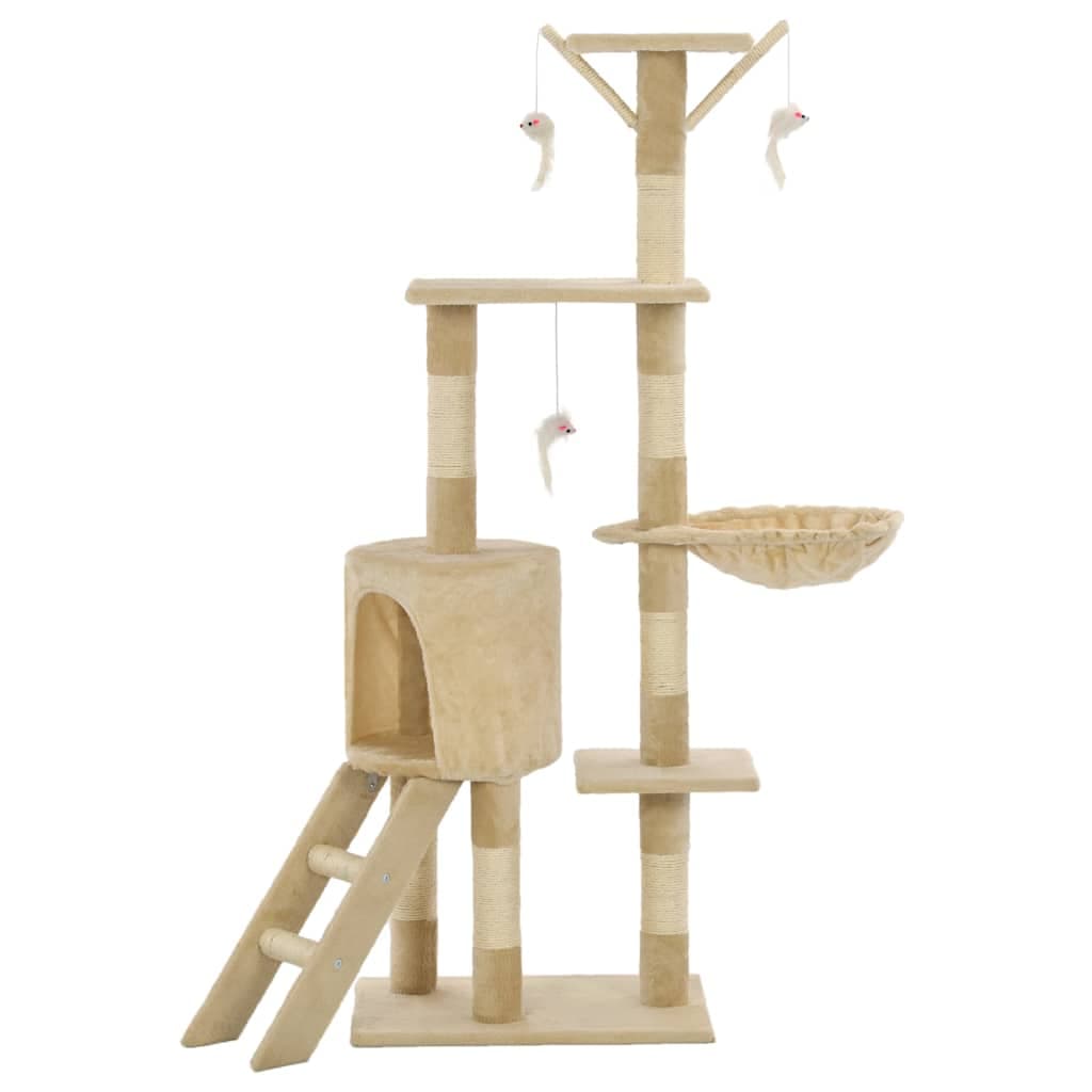 Albero per Gatti con Tiragraffi in Sisal 138 cm Beige — miniatura 3 di 7