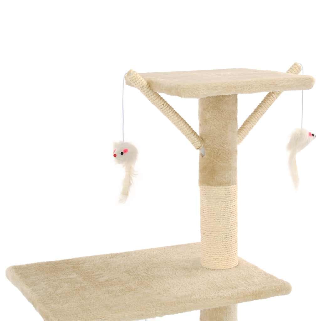 Albero per Gatti con Tiragraffi in Sisal 138 cm Beige — miniatura 5 di 7