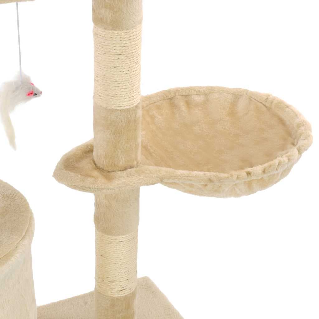 Albero per Gatti con Tiragraffi in Sisal 138 cm Beige — miniatura 6 di 7