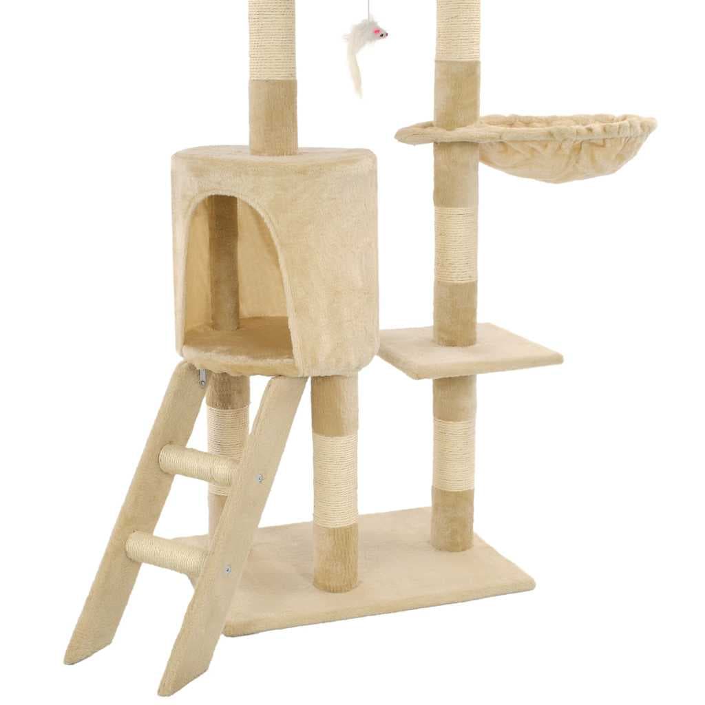 Albero per Gatti con Tiragraffi in Sisal 138 cm Beige — miniatura 7 di 7