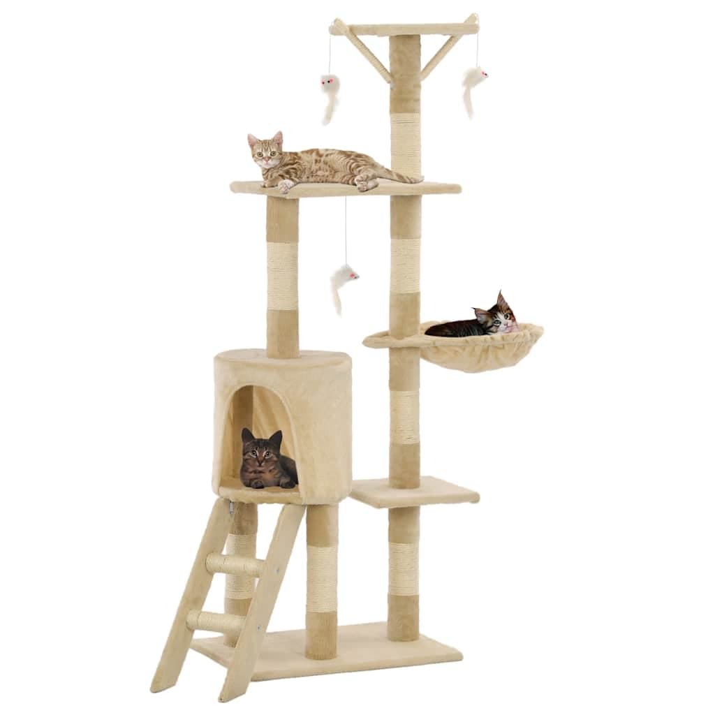 Albero per Gatti con Tiragraffi in Sisal 138 cm Beige — miniatura 1 di 7