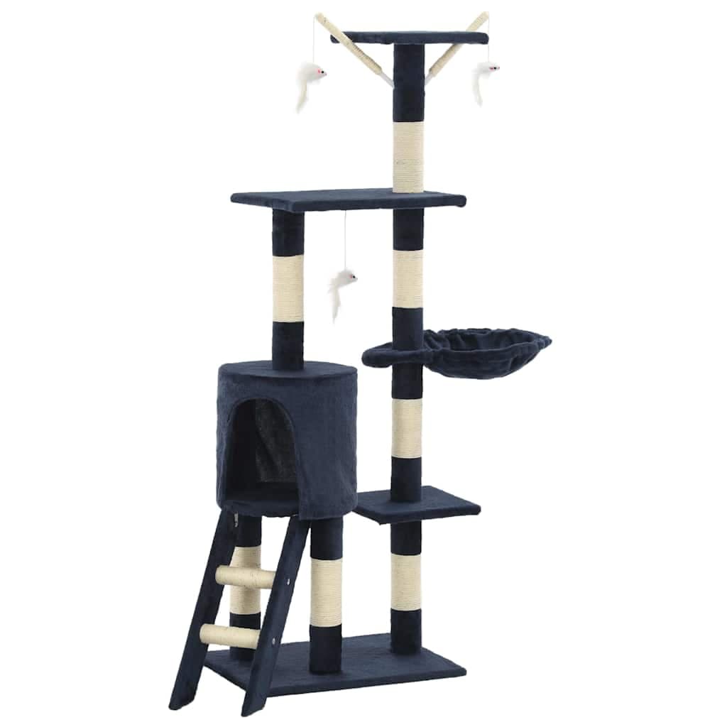 Albero per Gatti con Tiragraffi in Sisal 138 cm Blu Scuro — miniatura 2 di 7