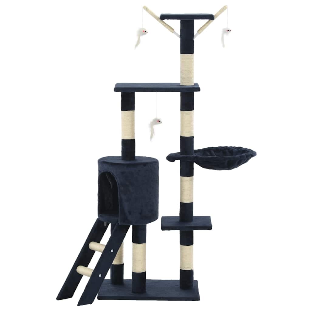 Albero per Gatti con Tiragraffi in Sisal 138 cm Blu Scuro — miniatura 3 di 7