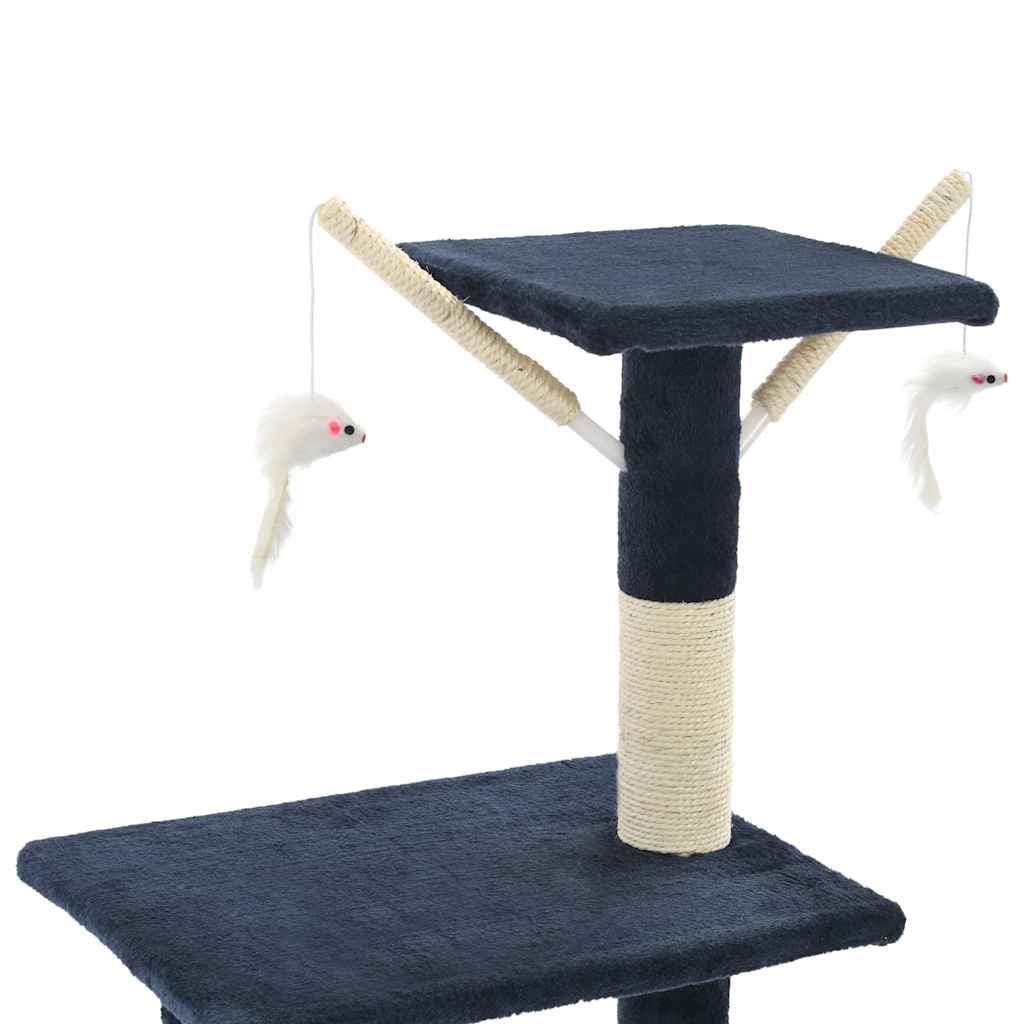 Albero per Gatti con Tiragraffi in Sisal 138 cm Blu Scuro — miniatura 5 di 7