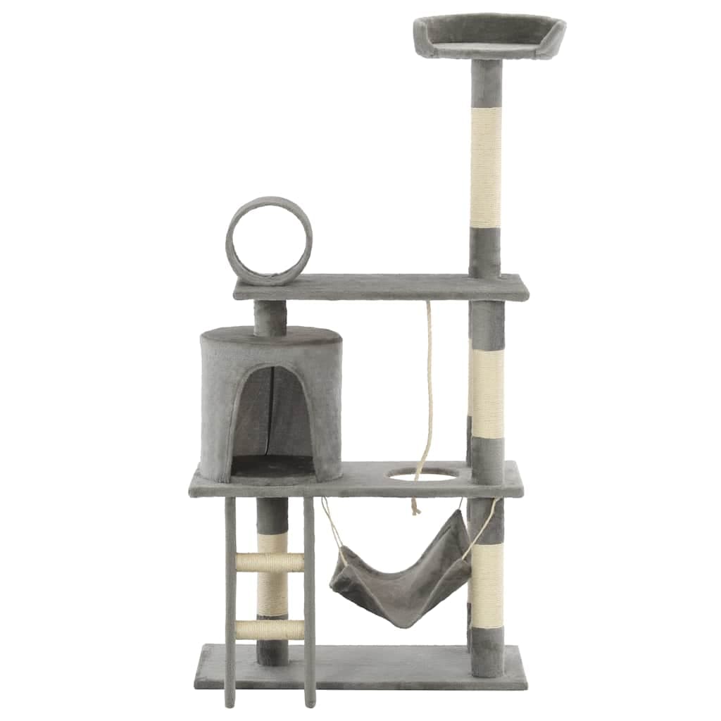 Albero per Gatti con Tiragraffi in Sisal 140 cm Grigio — miniatura 2 di 7
