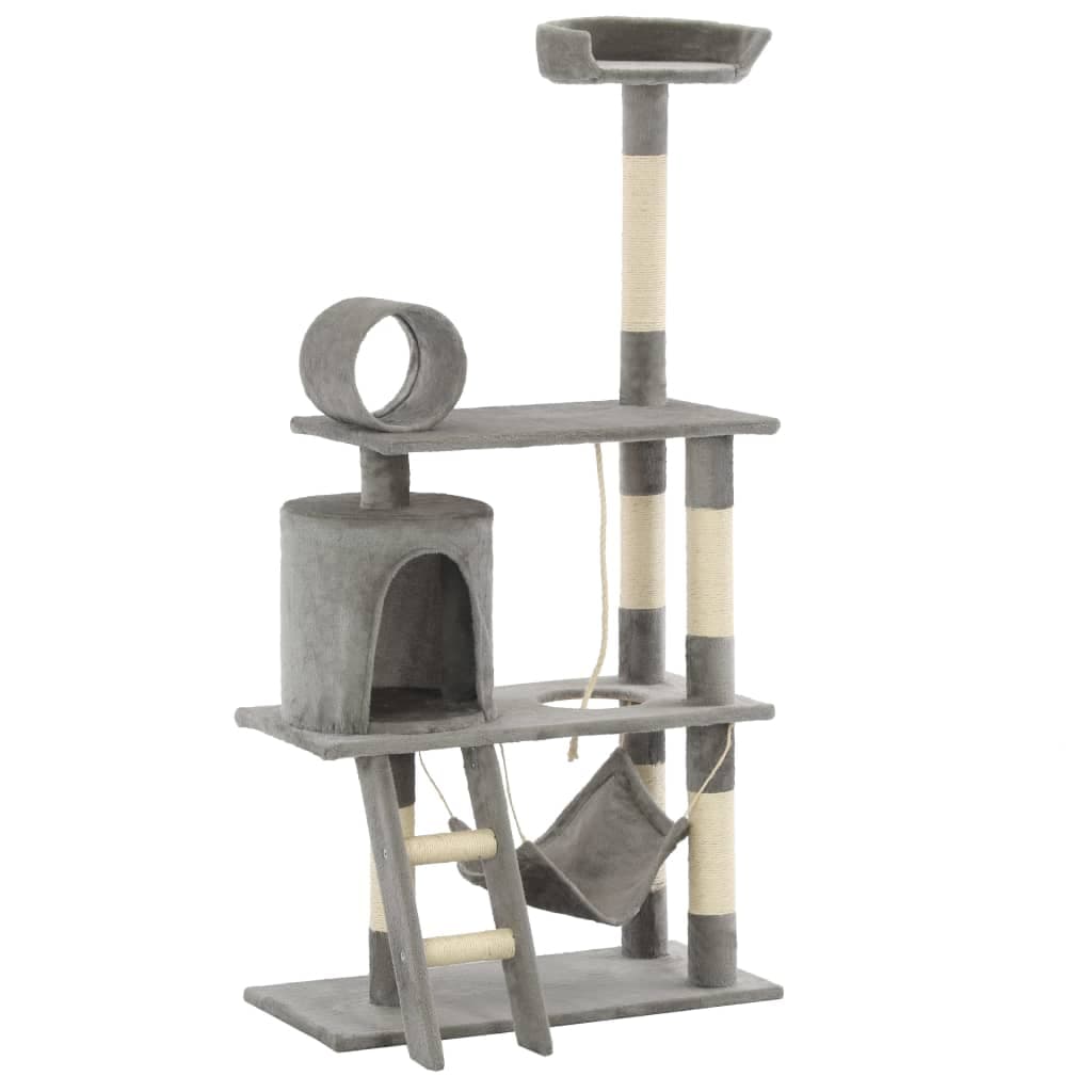 Albero per Gatti con Tiragraffi in Sisal 140 cm Grigio — miniatura 3 di 7