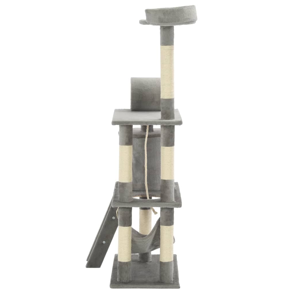 Albero per Gatti con Tiragraffi in Sisal 140 cm Grigio — miniatura 4 di 7