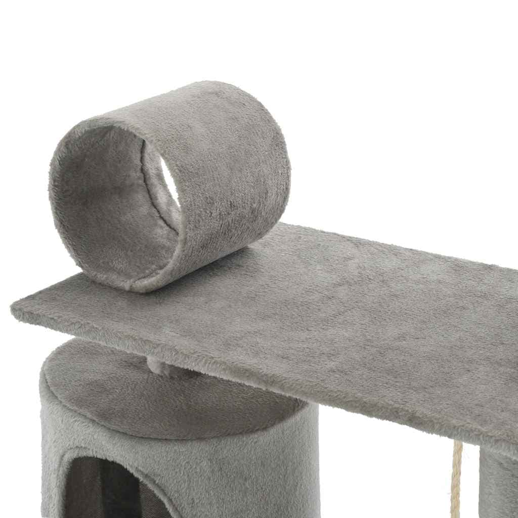 Albero per Gatti con Tiragraffi in Sisal 140 cm Grigio — miniatura 5 di 7