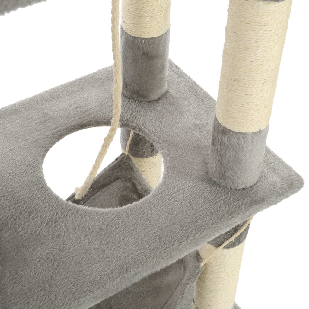 Albero per Gatti con Tiragraffi in Sisal 140 cm Grigio — miniatura 6 di 7