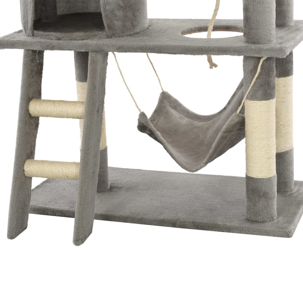 Albero per Gatti con Tiragraffi in Sisal 140 cm Grigio — miniatura 7 di 7