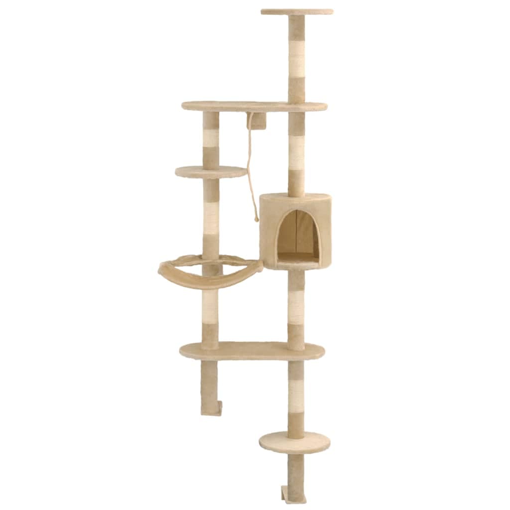 Albero per Gatti con Tiragraffi in Sisal da Parete 194 cm Beige — miniatura 2 di 8
