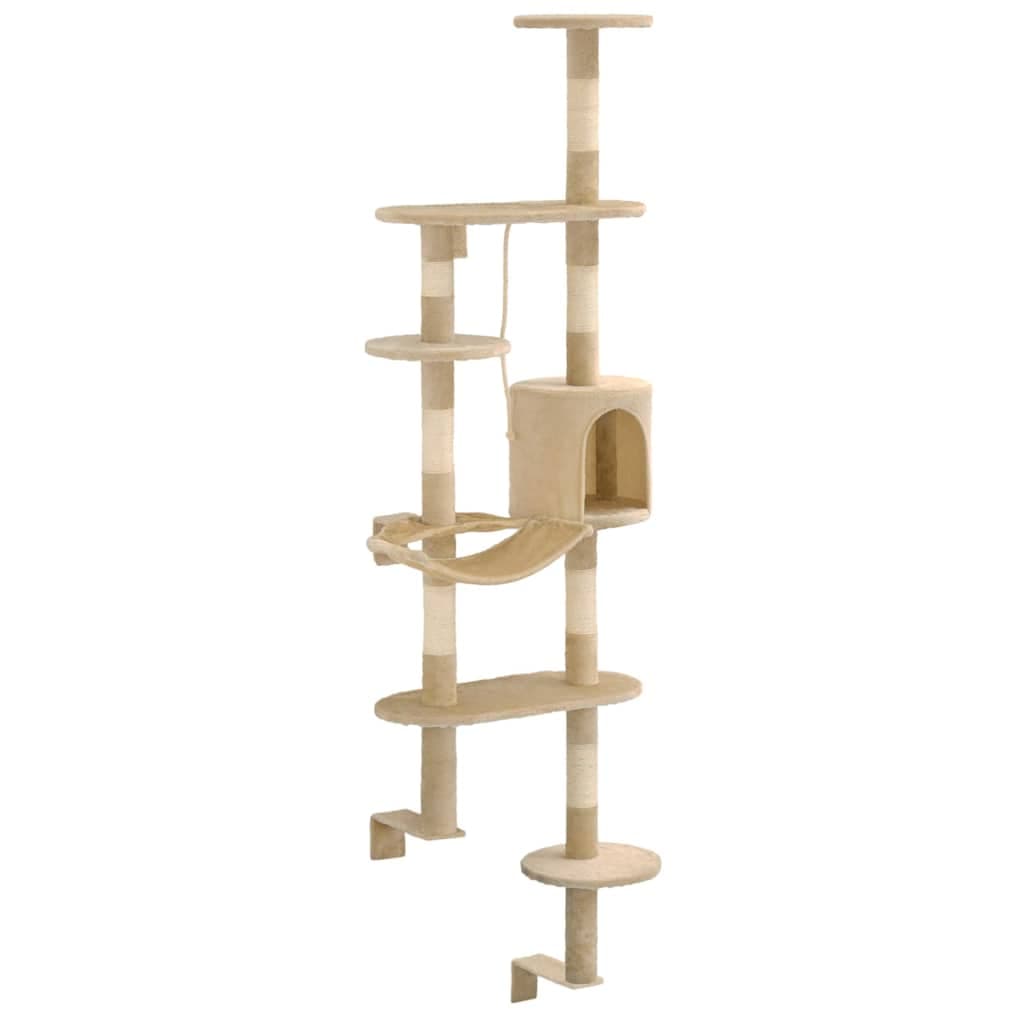 Albero per Gatti con Tiragraffi in Sisal da Parete 194 cm Beige — miniatura 3 di 8