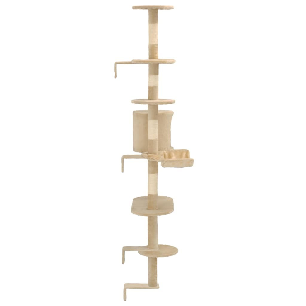 Albero per Gatti con Tiragraffi in Sisal da Parete 194 cm Beige — miniatura 4 di 8