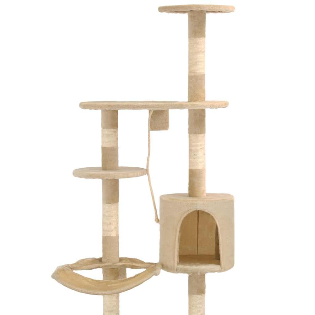 Albero per Gatti con Tiragraffi in Sisal da Parete 194 cm Beige — miniatura 5 di 8