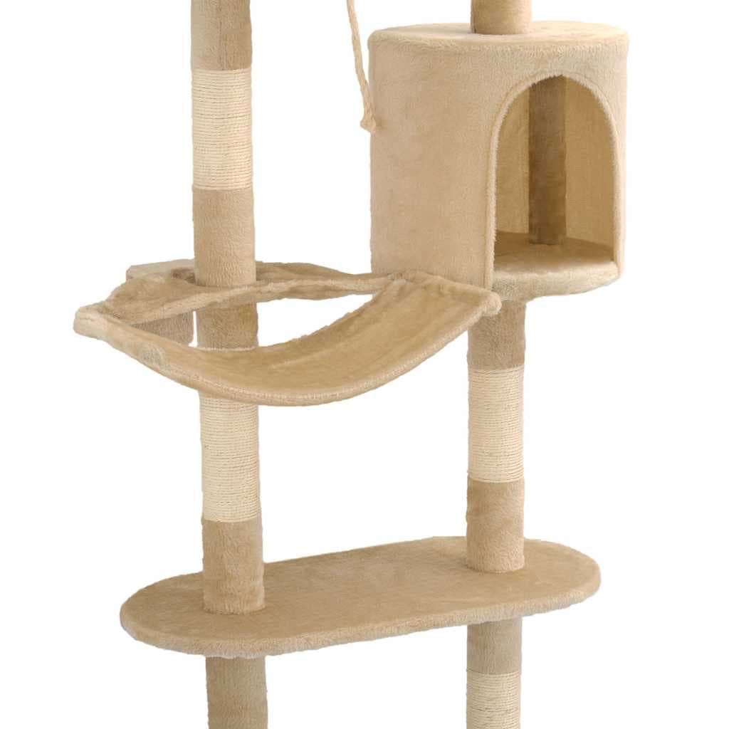 Albero per Gatti con Tiragraffi in Sisal da Parete 194 cm Beige — miniatura 6 di 8