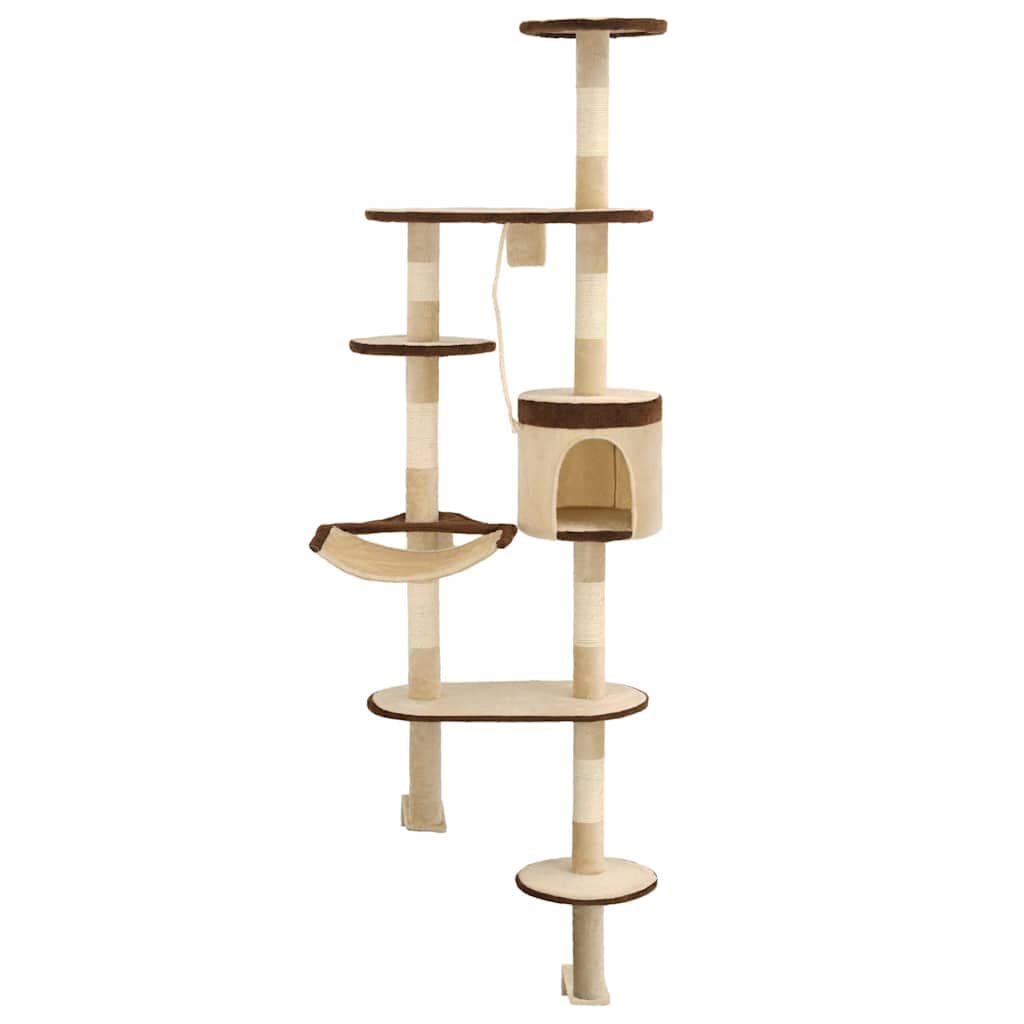 Albero Gatti Tiragraffi in Sisal a Muro 194 cm Beige e Marrone — miniatura 2 di 8