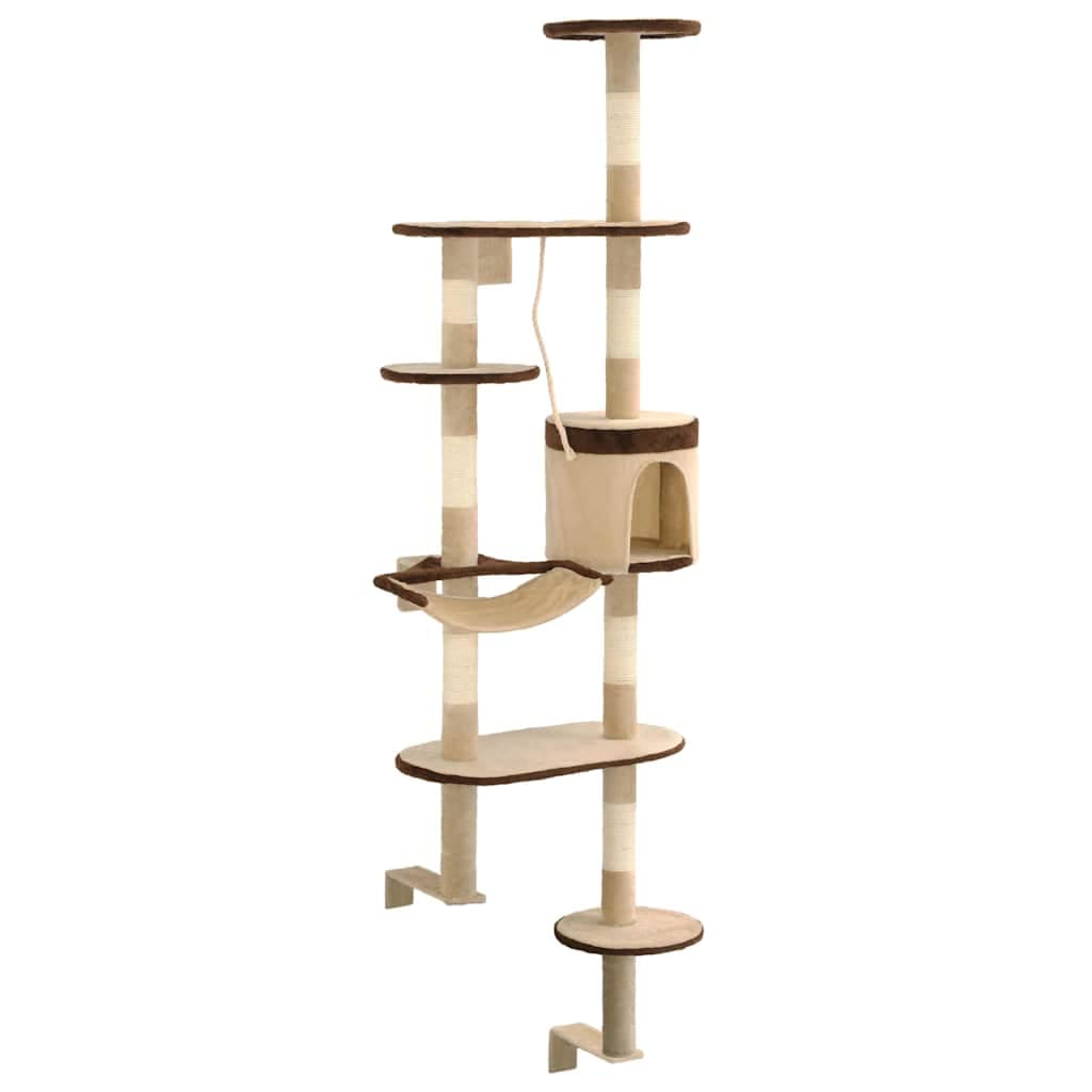 Albero Gatti Tiragraffi in Sisal a Muro 194 cm Beige e Marrone — miniatura 3 di 8