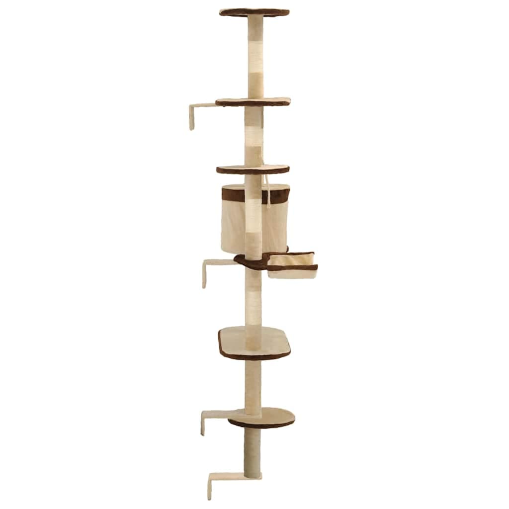 Albero Gatti Tiragraffi in Sisal a Muro 194 cm Beige e Marrone — miniatura 4 di 8