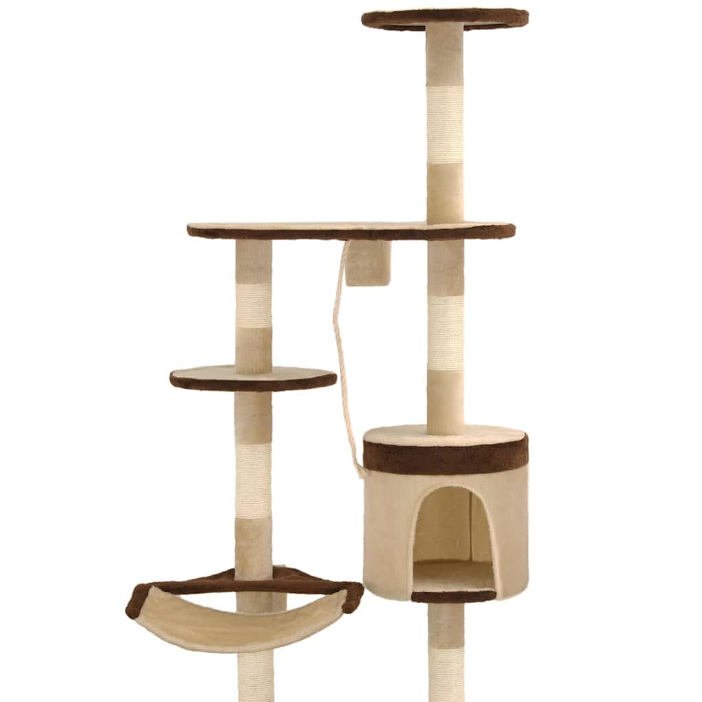 Albero Gatti Tiragraffi in Sisal a Muro 194 cm Beige e Marrone — miniatura 5 di 8