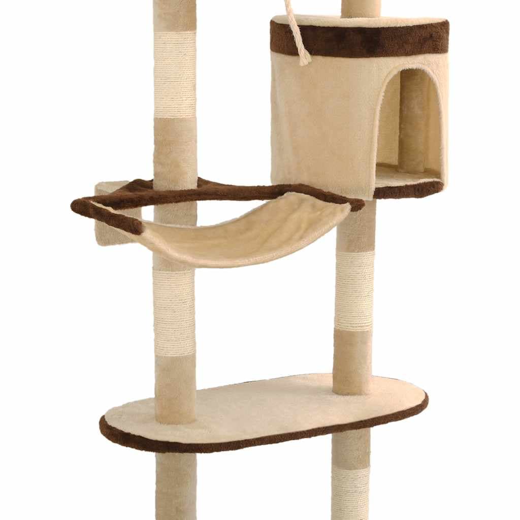 Albero Gatti Tiragraffi in Sisal a Muro 194 cm Beige e Marrone — miniatura 6 di 8