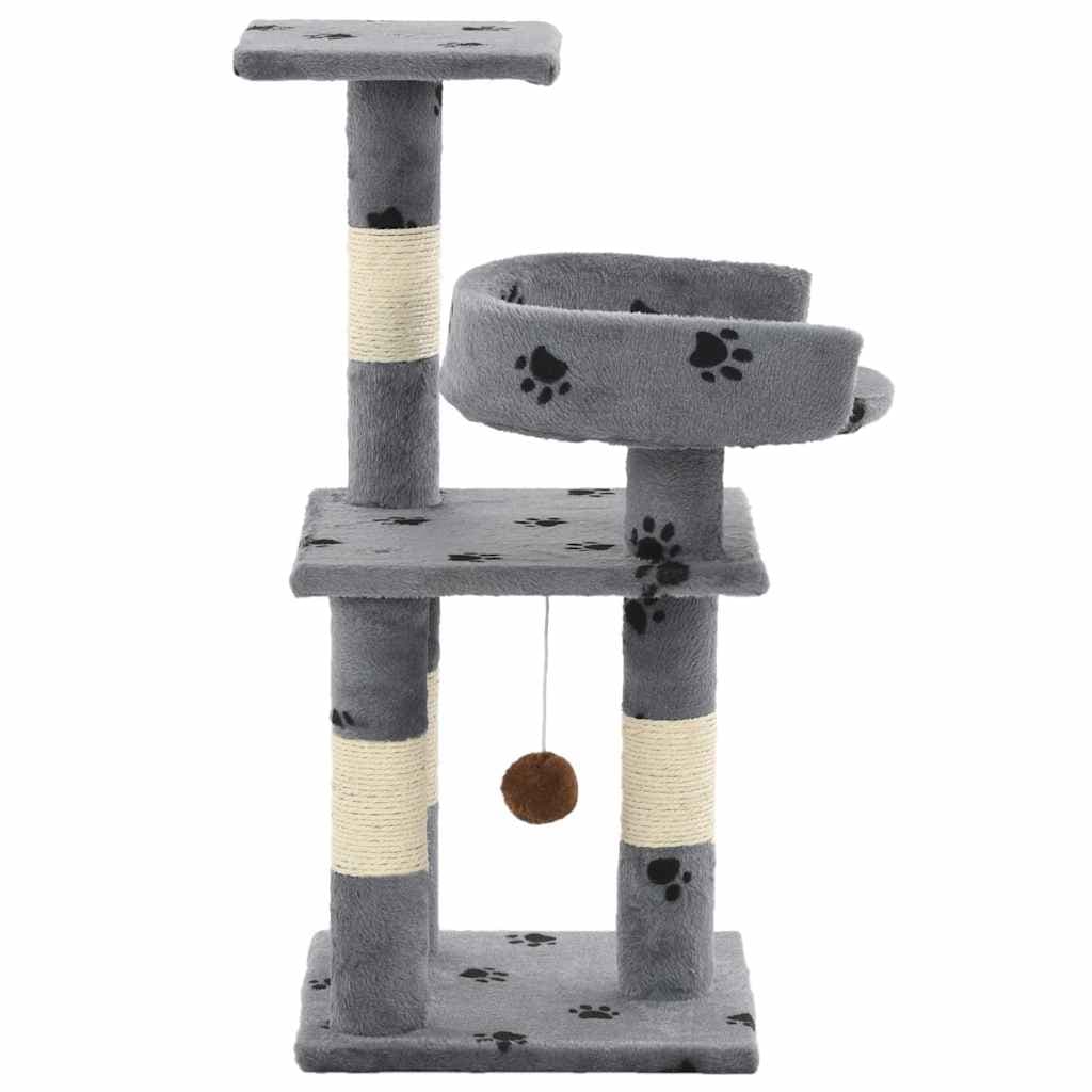 Albero per Gatti Tiragraffi in Sisal 65 cm Zampe Stampate Grigio — miniatura 2 di 4