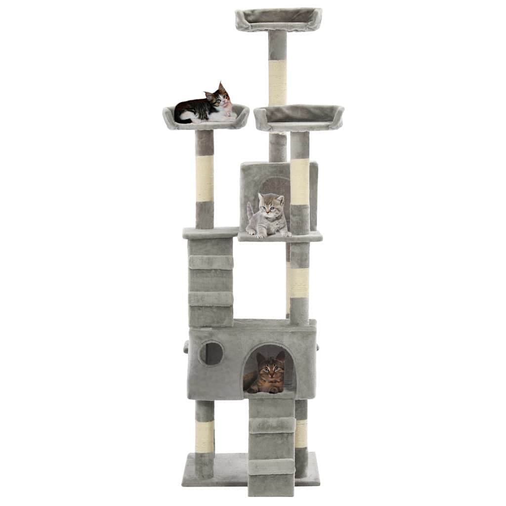 Albero per Gatti con Tiragraffi in Sisal 170 cm Grigio — miniatura 1 di 5