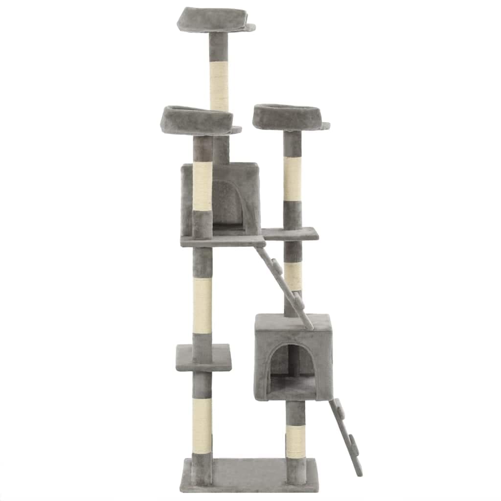 Albero per Gatti con Tiragraffi in Sisal 170 cm Grigio — miniatura 2 di 5