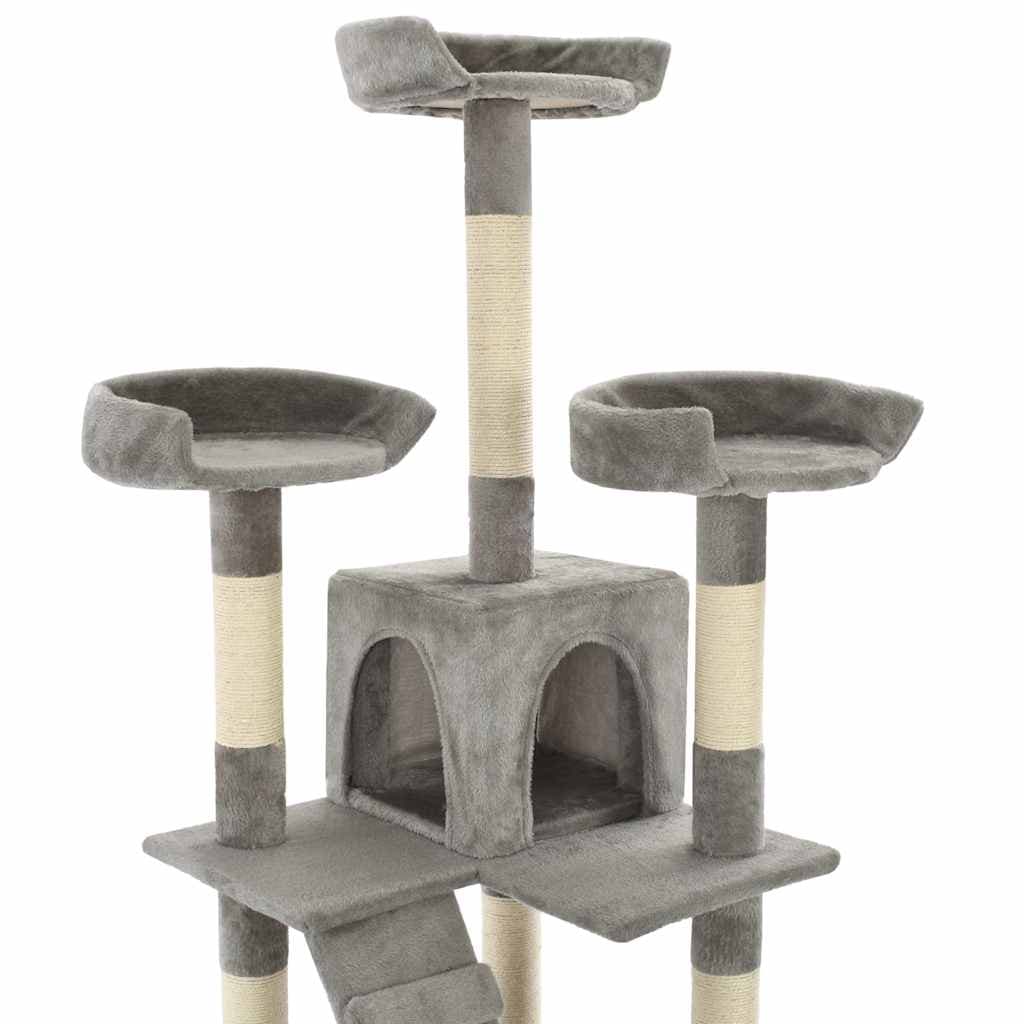Albero per Gatti con Tiragraffi in Sisal 170 cm Grigio — miniatura 3 di 5