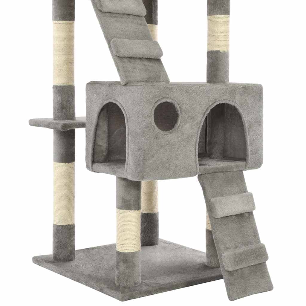 Albero per Gatti con Tiragraffi in Sisal 170 cm Grigio — miniatura 4 di 5