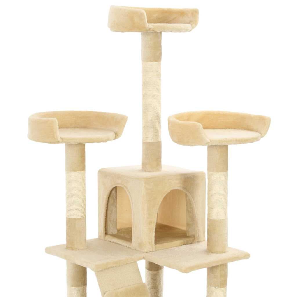Albero per Gatti con Tiragraffi in Sisal 170 cm Beige — miniatura 3 di 5