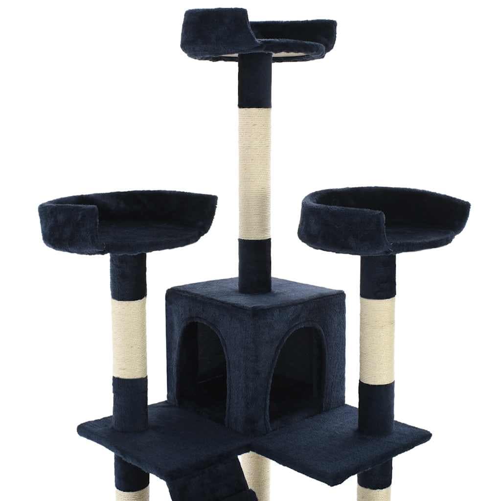 Albero per Gatti con Tiragraffi in Sisal 170 cm Blu — miniatura 3 di 5