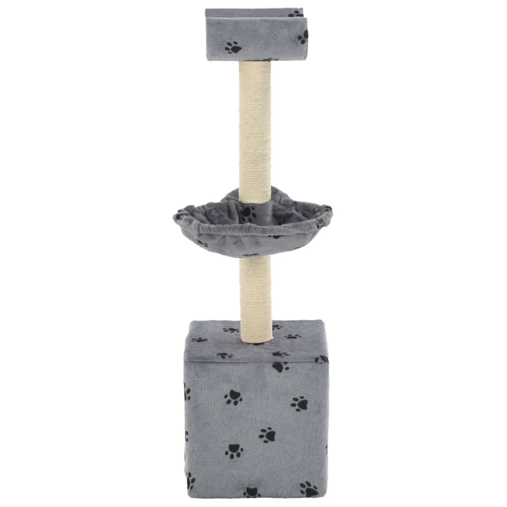 Albero per Gatti Tiragraffi Sisal 105 cm Zampe Stampate Grigio — miniatura 2 di 3