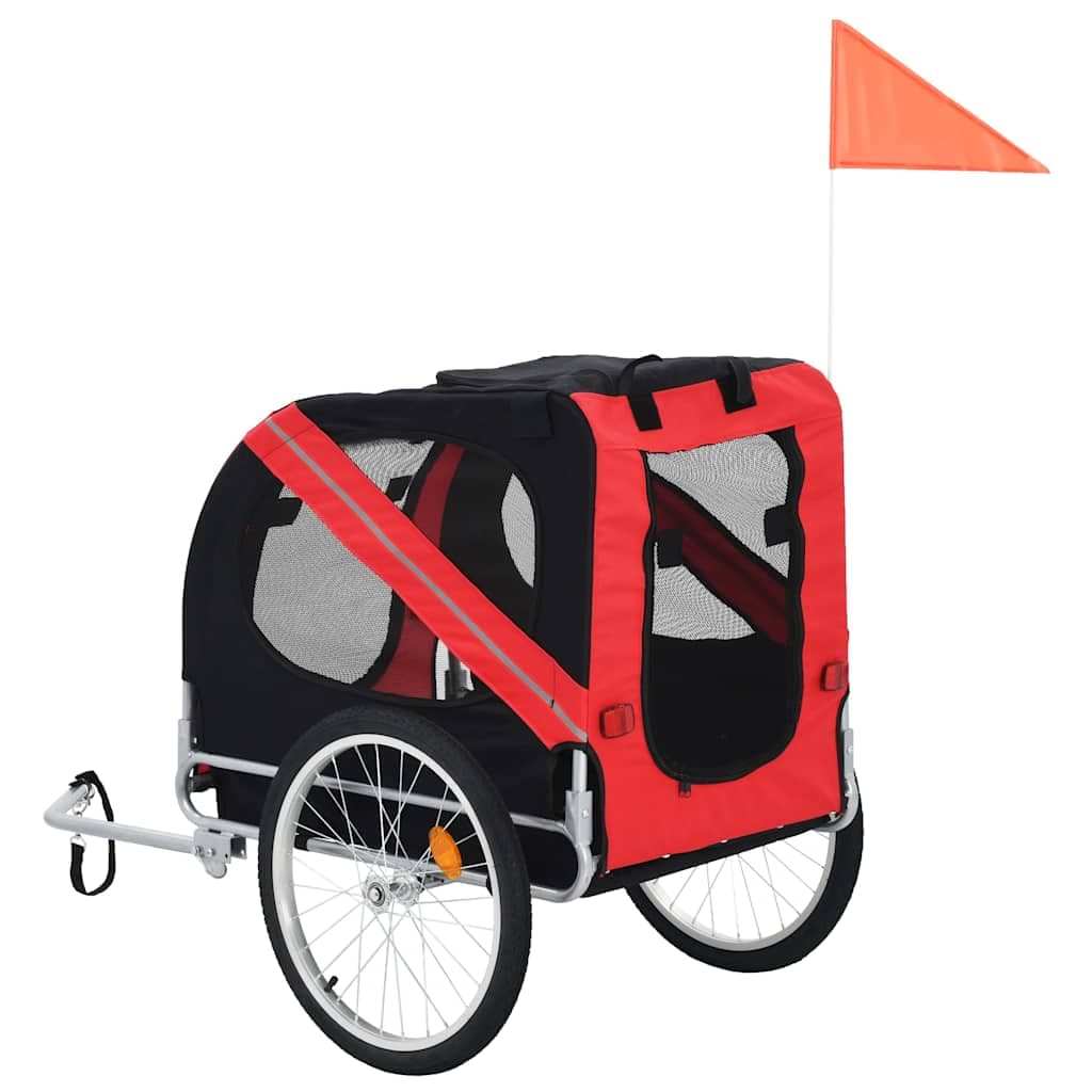 Rimorchio da Bici per Animali Domestici Rosso e Nero — foto 2 di 5