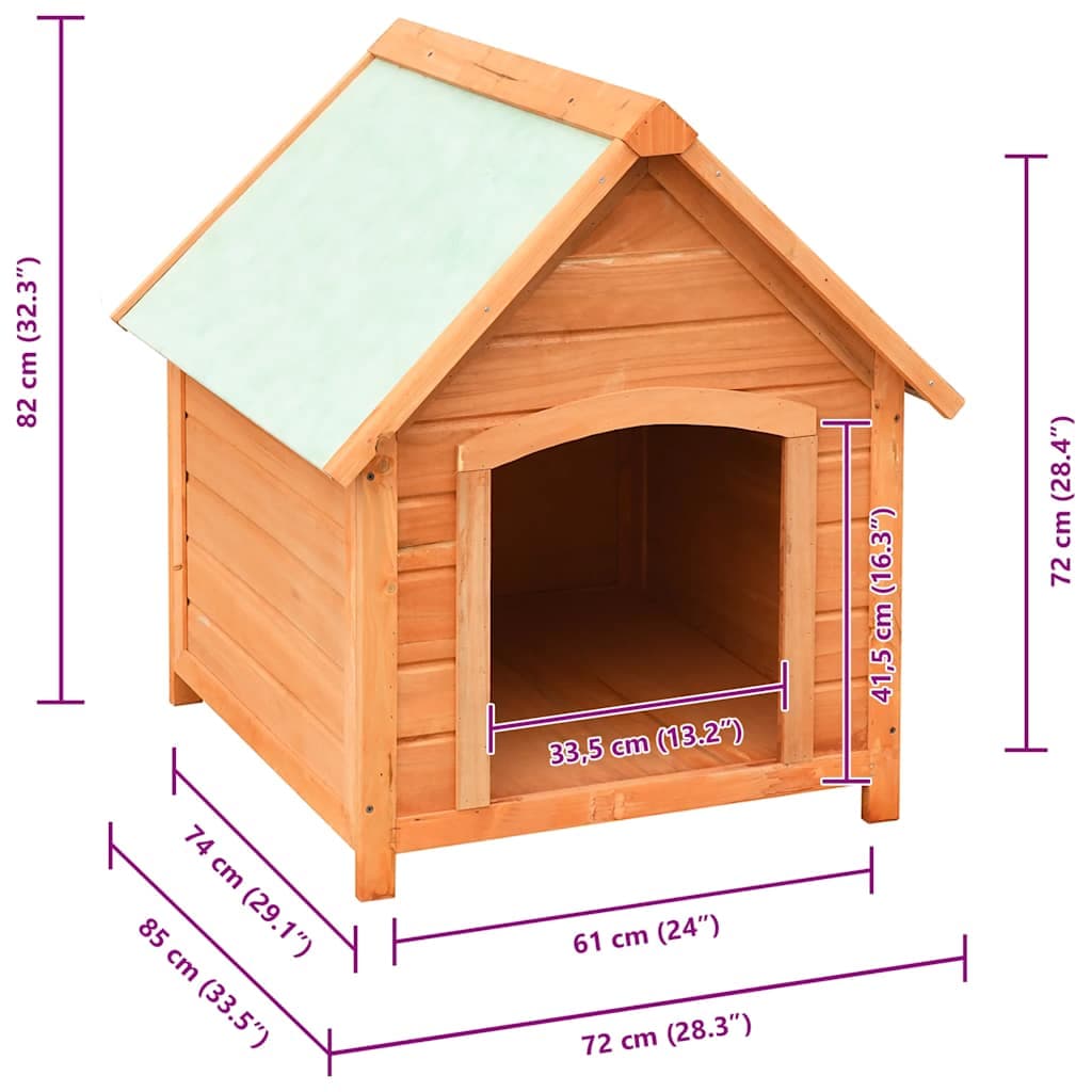 Cuccia per Cani in Legno Massello di Pino e Abete 72x85x82 cm — miniatura 6 di 6