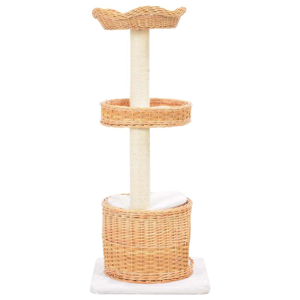 Albero per Gatti in Salice Naturale 94 cm con 2 Ceste e Casetta — miniatura 2 di 5