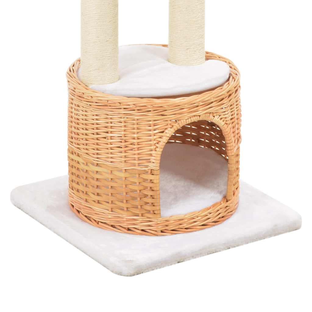 Albero per Gatti in Salice Naturale 94 cm con 2 Ceste e Casetta — miniatura 3 di 5