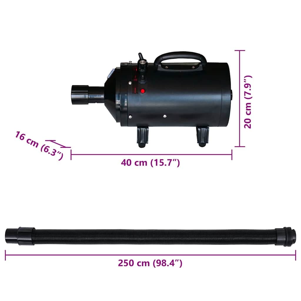 Phon per Cani con 3 Ugelli Nero 2400 W — foto 4 di 4