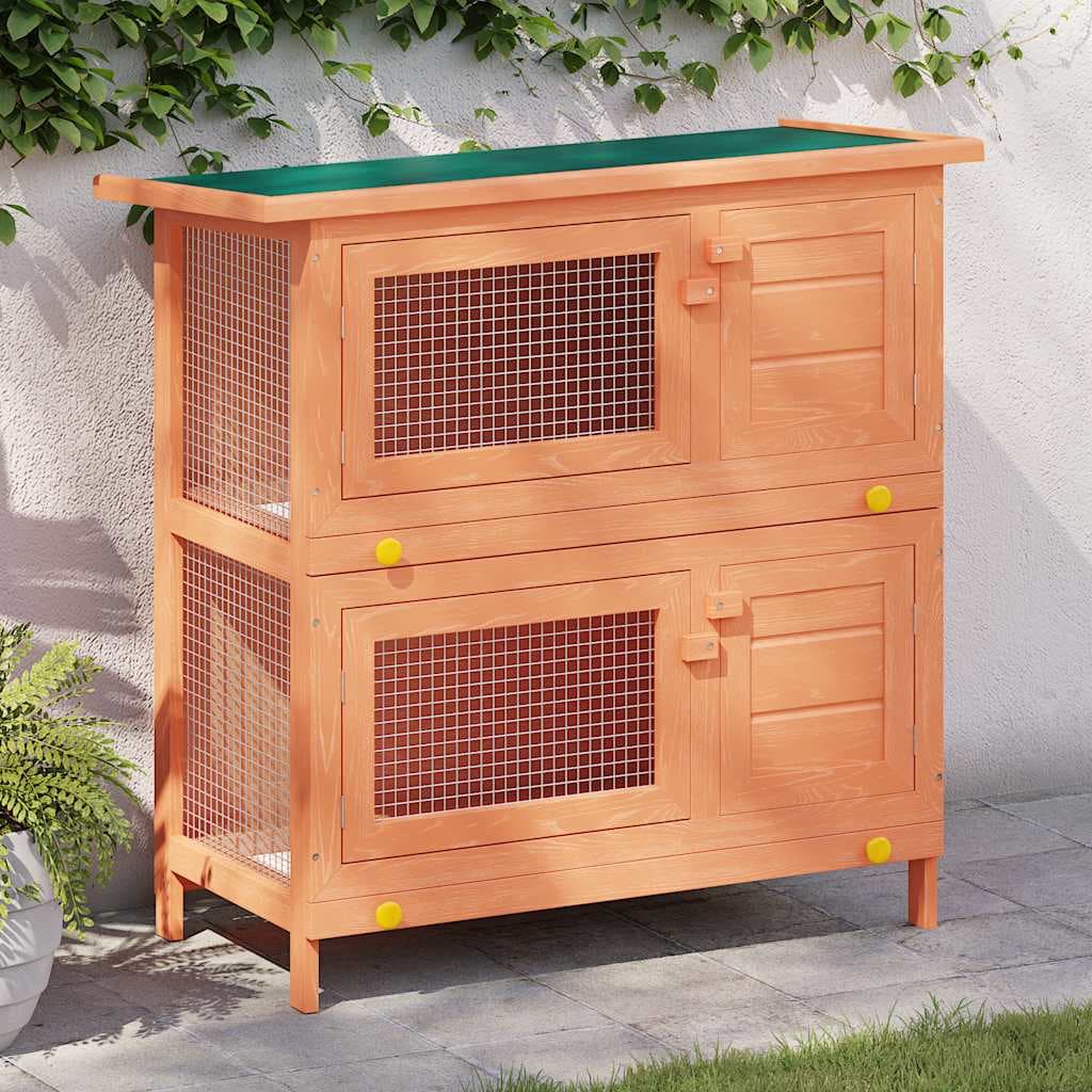 Conigliera all'Aperto Gabbia Piccoli Animali 4 Porte Legno — miniatura 1 di 9