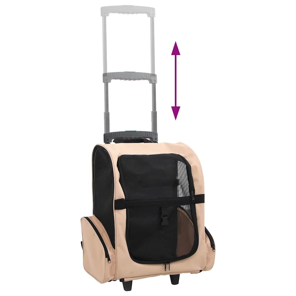 Trolley Trasportino per Animali Pieghevole Multifunzione Sabbia — miniatura 3 di 6