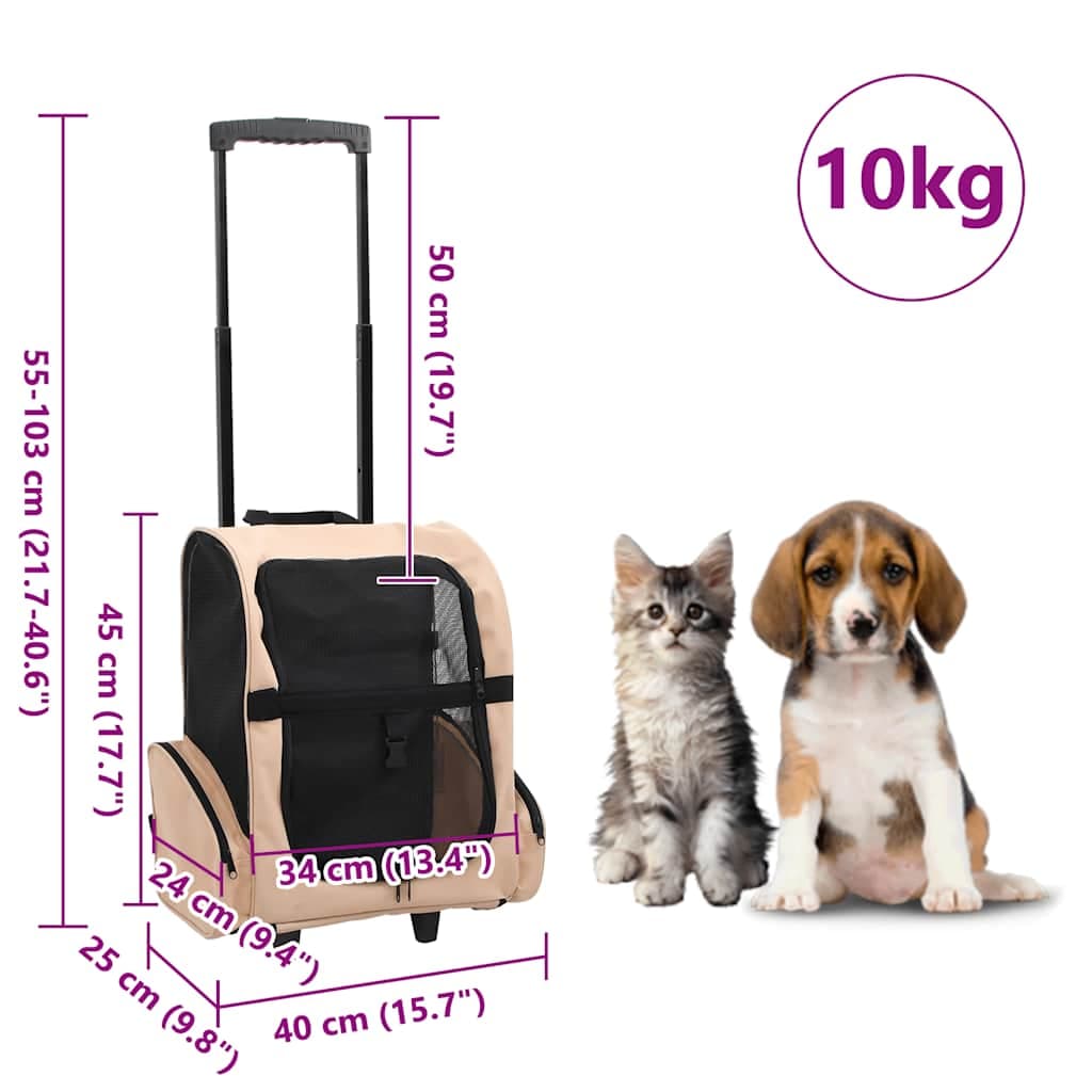 Trolley Trasportino per Animali Pieghevole Multifunzione Sabbia — miniatura 6 di 6
