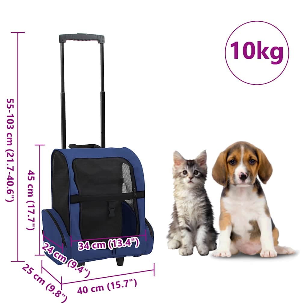 Trolley Trasportino per Animali Pieghevole Multifunzione Blu — miniatura 6 di 6