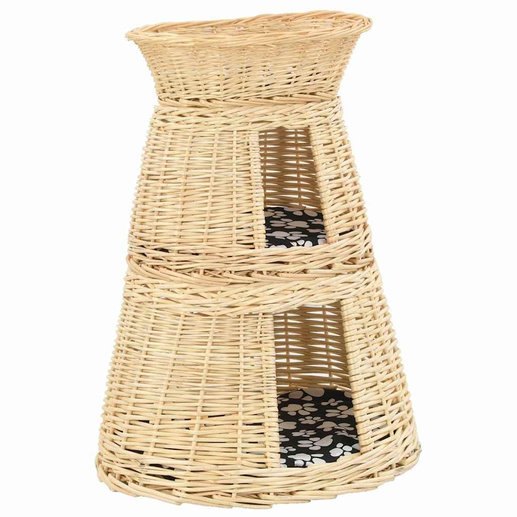Set Ceste per Gatti con Cuscini 3 pz 47x34x60 cm Salice Naturale — miniatura 2 di 10