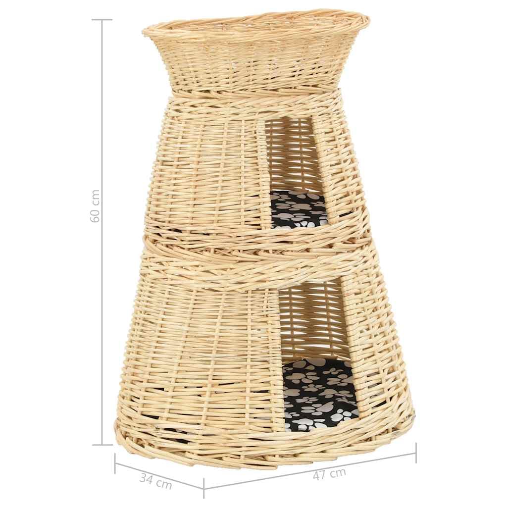 Set Ceste per Gatti con Cuscini 3 pz 47x34x60 cm Salice Naturale — miniatura 10 di 10