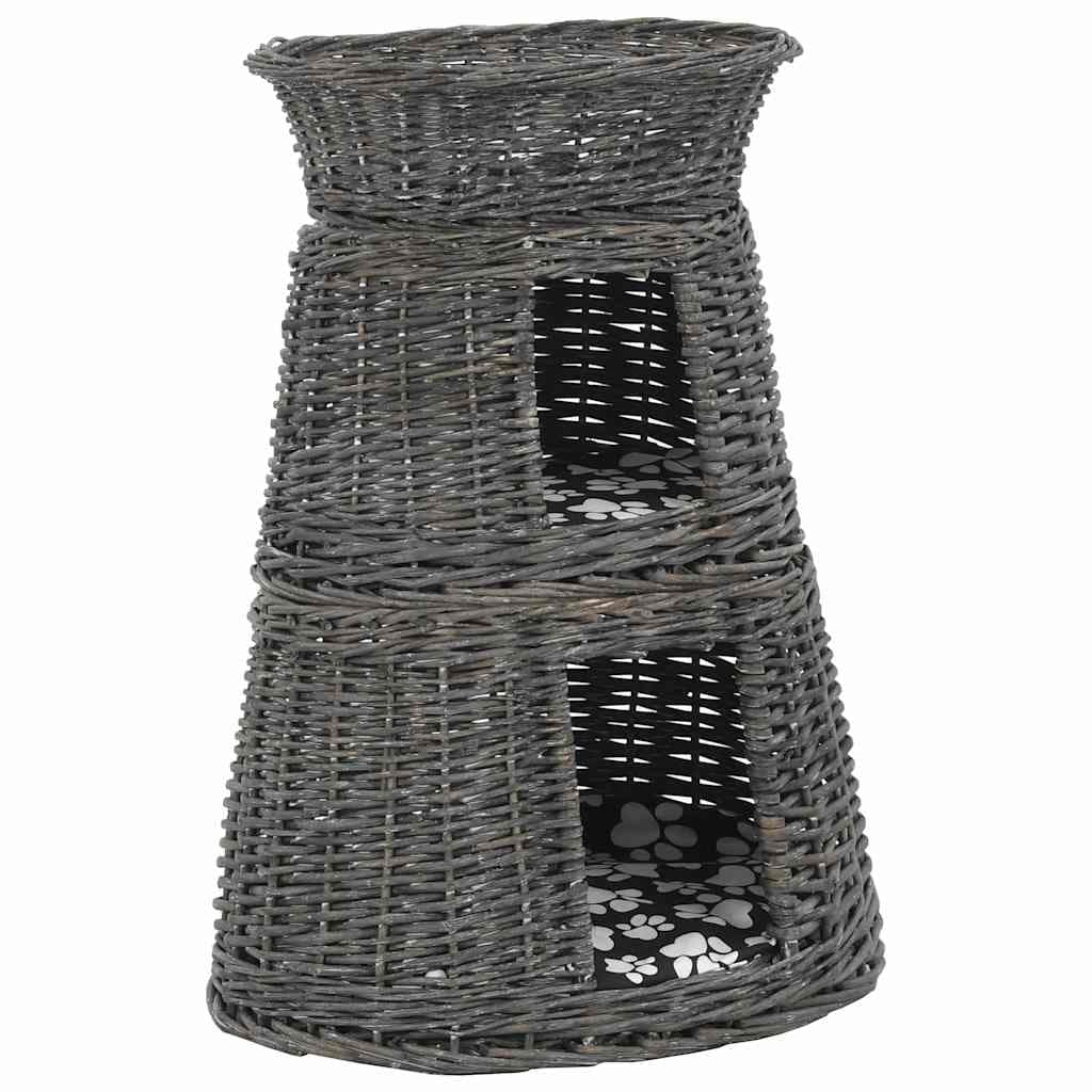 Ceste Gatti con Cuscini Grigio 3pz 47x34x60cm Salice Naturale — miniatura 2 di 10