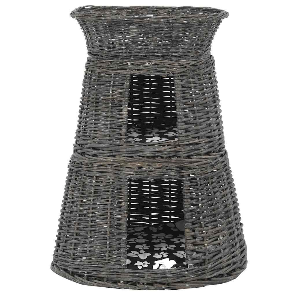 Ceste Gatti con Cuscini Grigio 3pz 47x34x60cm Salice Naturale — miniatura 3 di 10