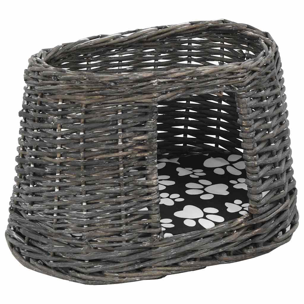 Ceste Gatti con Cuscini Grigio 3pz 47x34x60cm Salice Naturale — miniatura 7 di 10