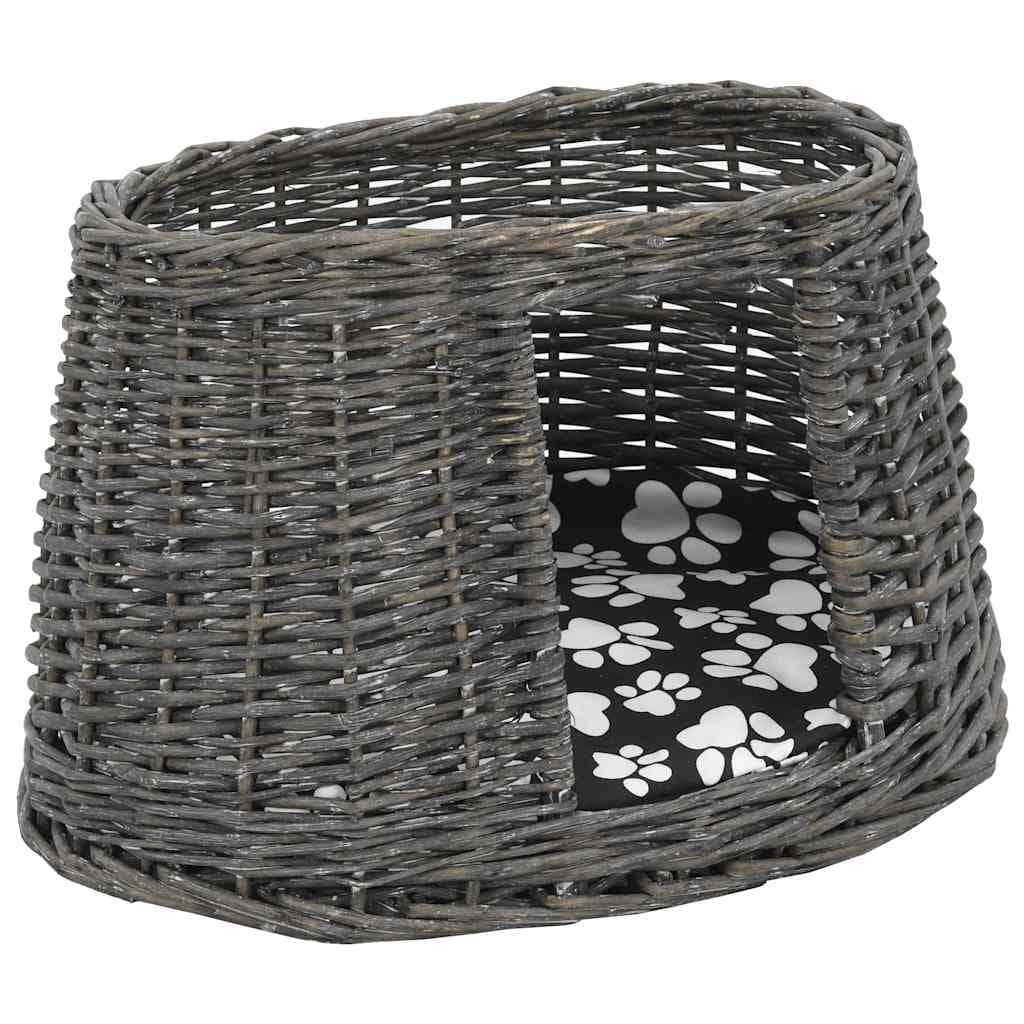 Ceste Gatti con Cuscini Grigio 3pz 47x34x60cm Salice Naturale — miniatura 8 di 10