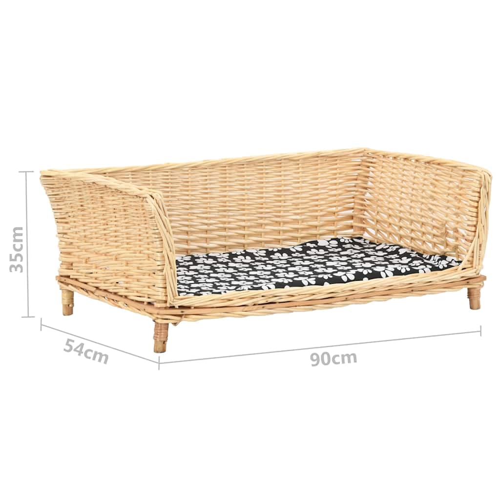 Cesta per Cani con Cuscino 90x54x35 cm Salice Naturale — miniatura 4 di 4